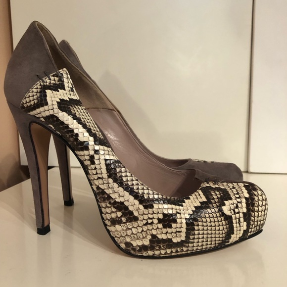 GIANNI MARRA Platform Snakeskin Grey Suede Pump Y2K - Picture 4 of 15